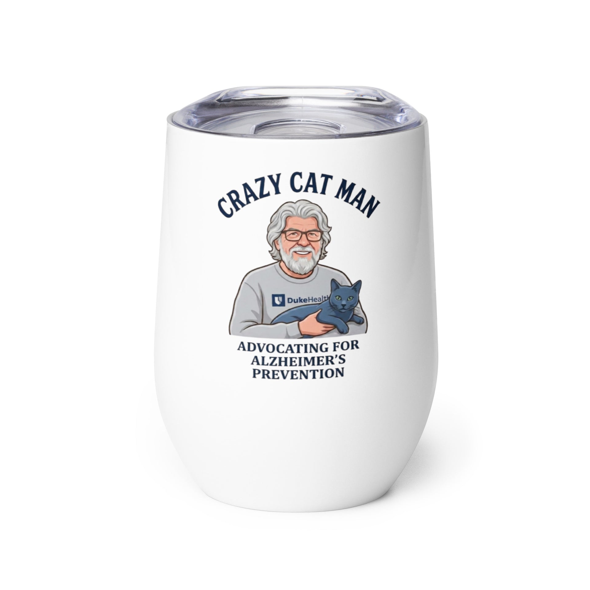 Stylish Cat Man Signature Wine Tumbler for Alzheimer's Prevention – Sip with Purpose