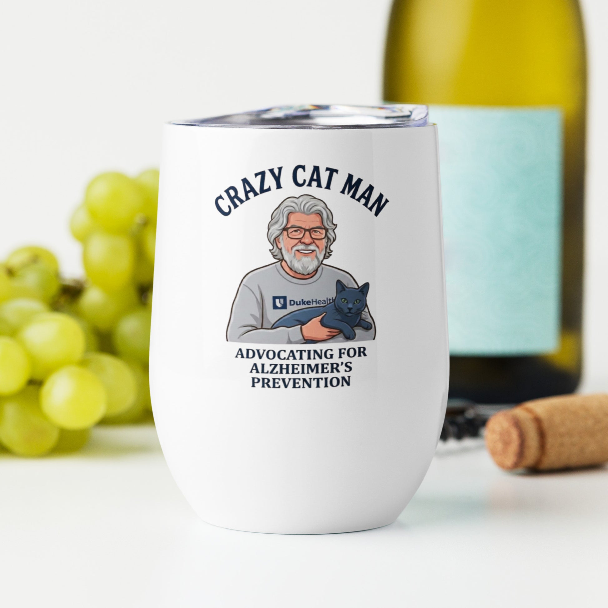 Stylish Cat Man Signature Wine Tumbler for Alzheimer's Prevention – Sip with Purpose-4