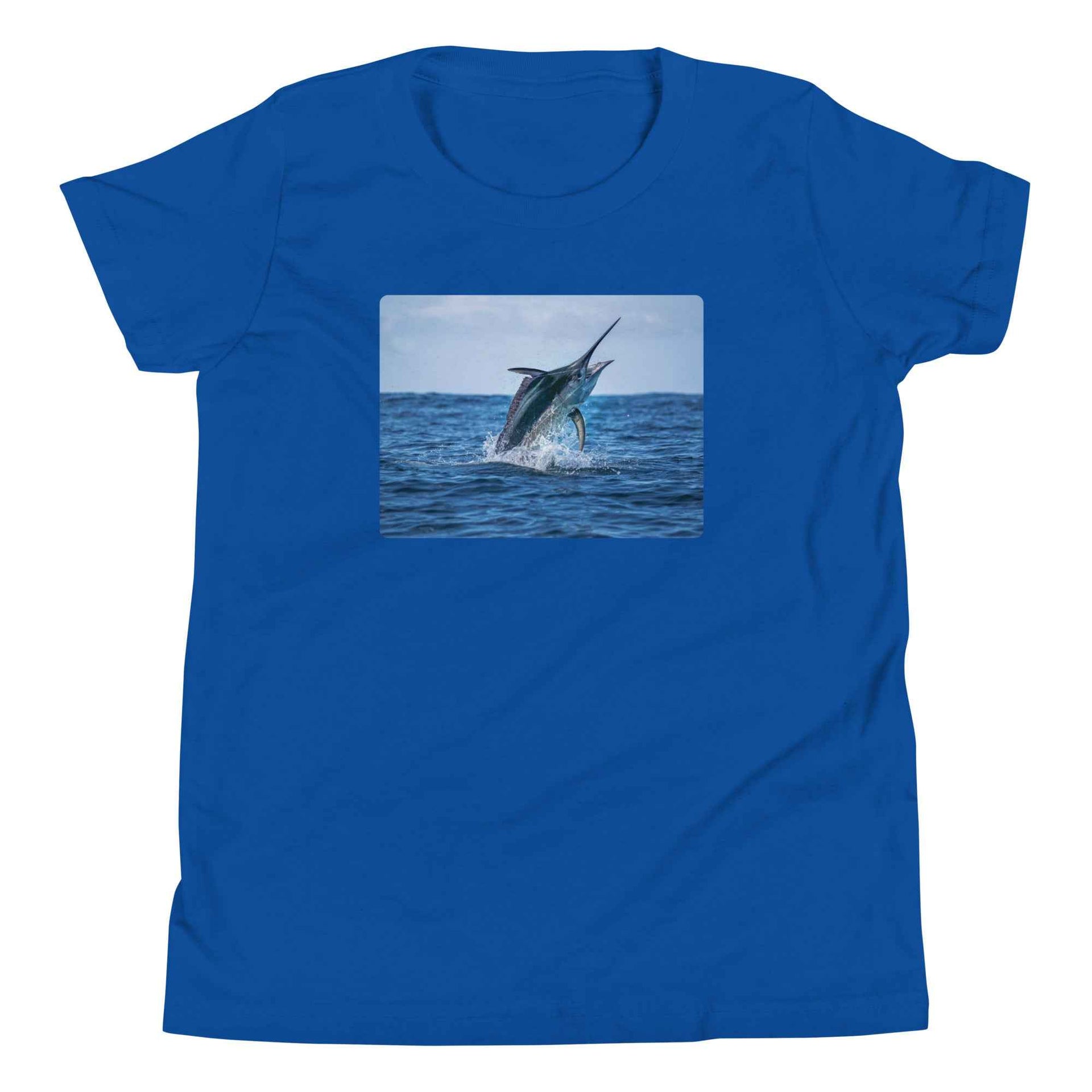 Marlin Jumping Youth T-Shirt - Short Sleeve Ocean Design for Kids - Greg's AZ Store